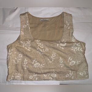 Abercrombie & Fitch Beige Floral Cropped Tank Top